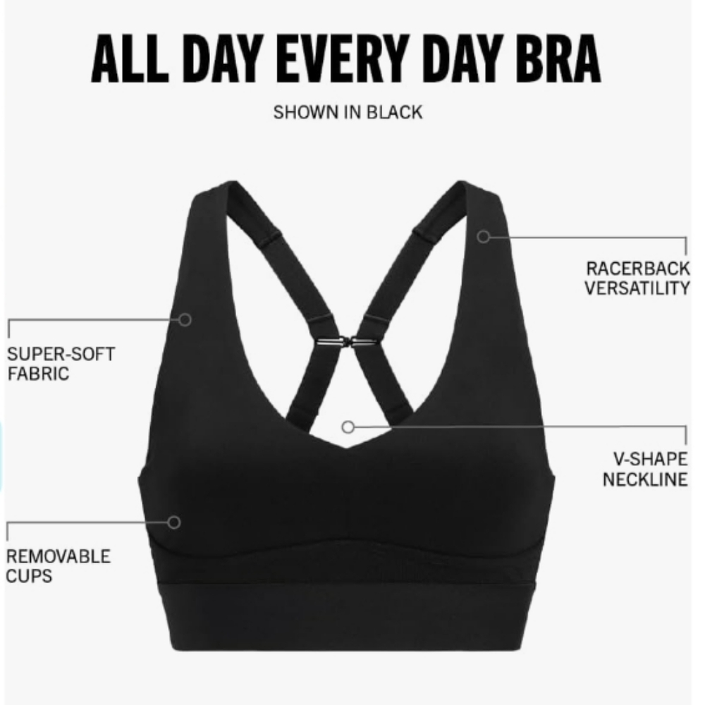 Fabletics Black All Day Every Day Convertible Sports Bra Sz XS - Picture 3 of 16